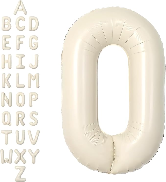 SUWEN 40 Inch Cream Large O Letter Balloons Big Foil Helium A-Z | Jumbo Mylar by SUWEN