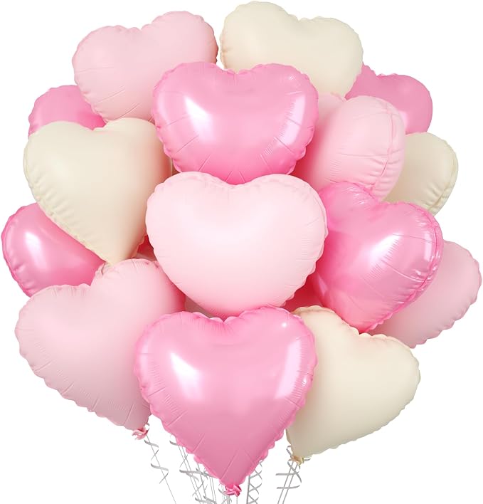 Pink Cream Beige Heart Balloons, Apricot Helium Balloon by FEYG