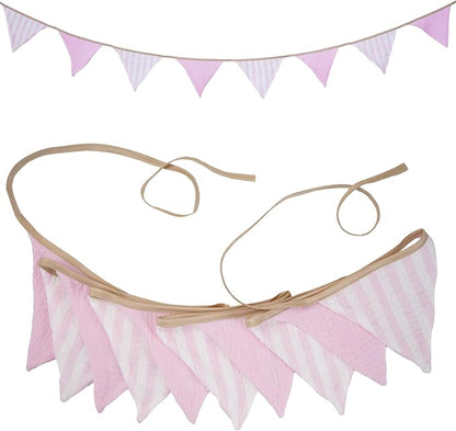 2Pcs Triangle Bunting Flag No-DIY Cotton Fabric Garland Reusable Party Banner by DIAKOPES