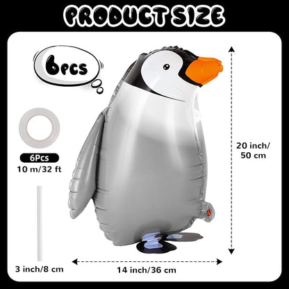 6 Pcs Walking Penguin Balloons, Cute Penguins Balloons - Image 2