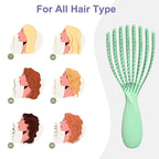 Hair Brush for Afro American/African Hair Textured Professional Curved Vented Brush Wet Dry Curly Hairbrush Detangling Massage Hairdressing Comb (Green, Big)