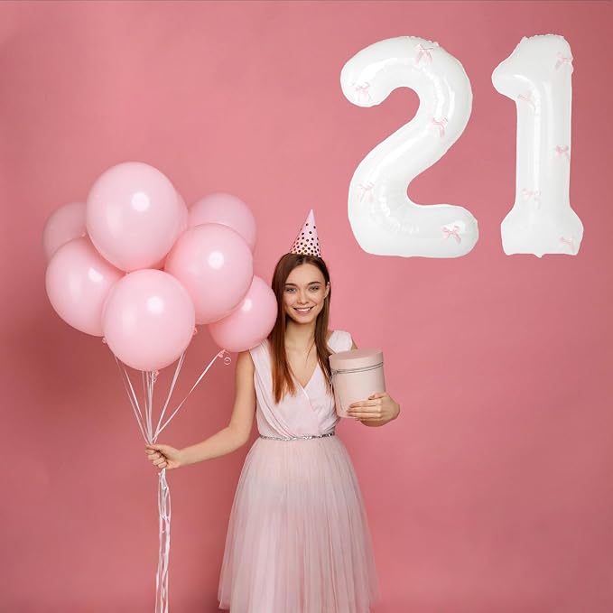 40 Inch White Number Balloons - Image 7