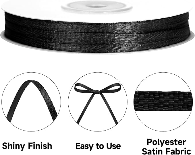 KINGLAKE Black Satin Ribbon - Image 3