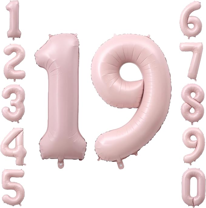 40" Light Pink Foil Number 19 Balloon by TNCDJKPA