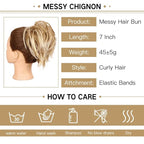 HMD Tousled Updo Messy Bun Hairpiece Hair Extension Ponytail with Elastic Rubber Band Updo Ponytail Hairpiece Synthetic Hair Extensions Scrunchies Ponytail Hairpieces for Women
