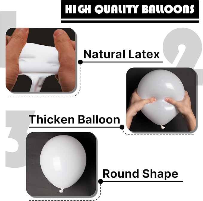 PartyWoo White Balloons 100pcs Matte Balloons White Latex Helium 5 Inch | - Image 8