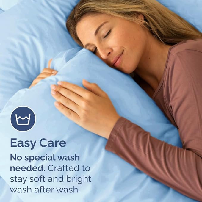 Standard Pillow Cases Set of 10 - Ultra Soft Hotel Quality Pillowcase Covers - Comfy & Wrinkle Free - Shrink, Stain and Fade Resistant - Machine Washable Pillow Protectors - 10 Piece Set - Light Blue