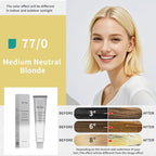 PureStyle 100ml Professional Permanent Hair Color Dye Cream Ammonia Free, Long Lasting Golden Color, 100% Gray Coverage, Natural Shine, For All Hair Types Easy At Home (77/0 Medium Neutral Blonde)