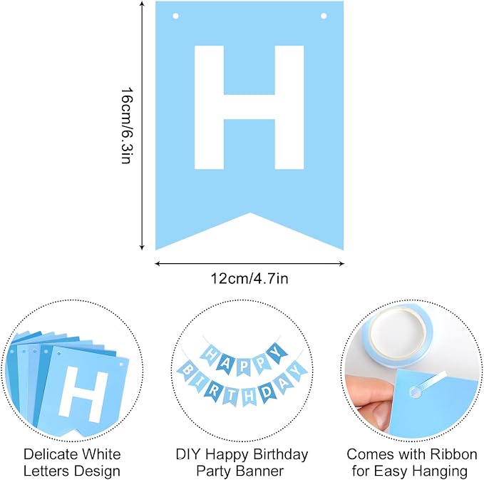 Happy Birthday Banner Sign, Birthday Garland Wall Door Hanging Banners Flag - Image 7