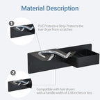 Hair Dryer Holder Wall Mounted, Hair Tool Organizer Wall Mount for Bathroom, Stainless Steel Hair Dryer Holder, Blow Dryer Holder Adhesive/Drilling Hair Dryer and Straightener Holder Black UEMUSI