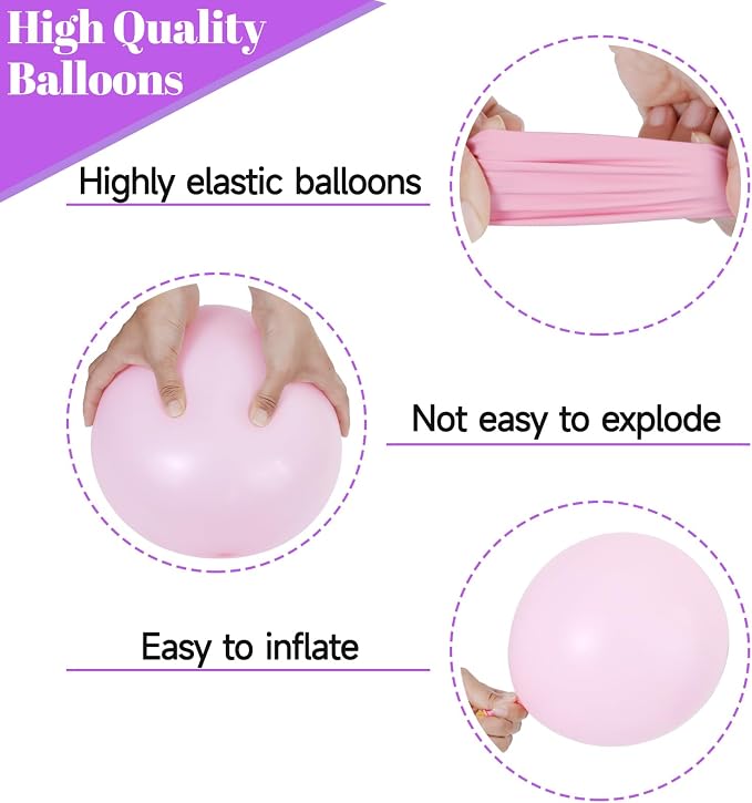 68Pcs Pink and Purple Balloons 12 Inch Metallic Purple Pink Latex Balloon - Image 4