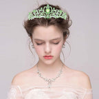 Didder Silver Tiaras and Crowns for Women - Elegant Green Crystal Princess Crowns for Girls - Bridal, Wedding, Prom, Birthday Party
