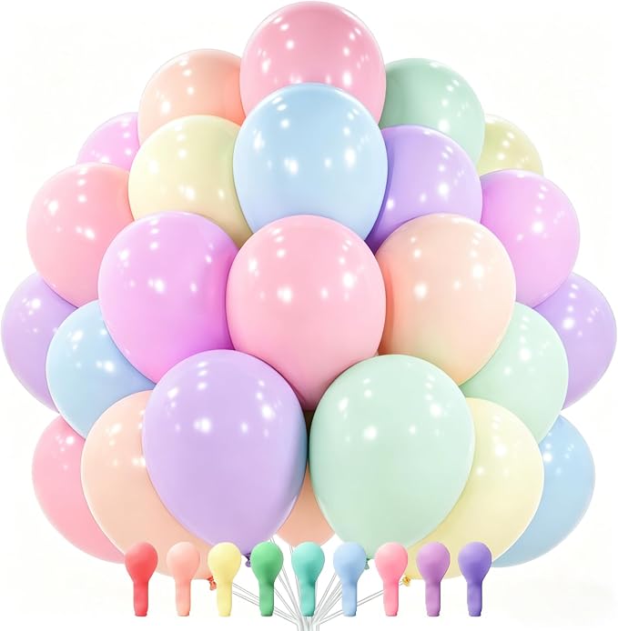 PartyWoo Pastel Rainbow Balloons 100pcs Latex Helium Balloons 12 Inch | Baby by PartyWoo