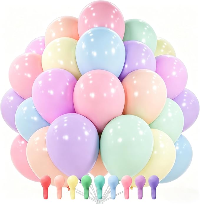 PartyWoo Pastel Rainbow Balloons 101pcs Latex Helium Balloons 12 Inch | Baby by PartyWoo