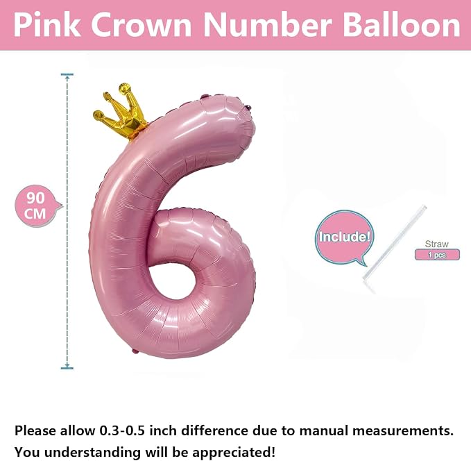 40 inch Pink Number 6 Balloon - Image 2