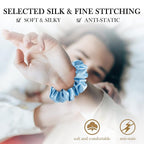Mulberry Silk Hair Scrunchie, 100% Silk, No Damage for Frizz Prevention, Sleep Scrunchie, Hair Accessories for Women (Light Blue)-1pcs