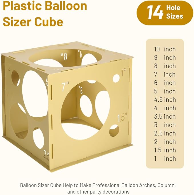 Auihiay 14 Holes Plastic Balloon Sizer Box Cube, Balloon Sizer | Yellow - Image 2