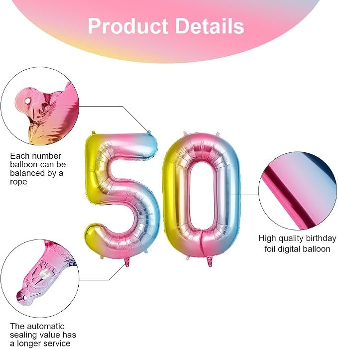OFFCUP 40 Inch Gradient Number 50 Balloon - Image 3