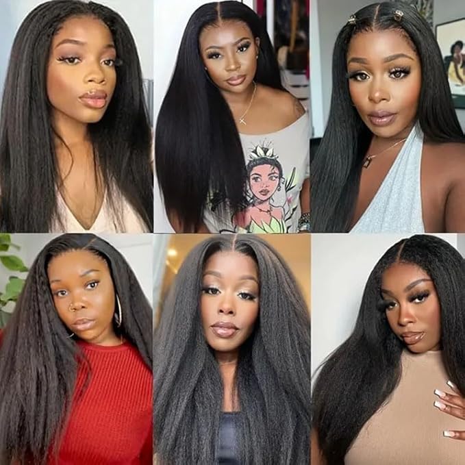 Kinky Straight Human Hair Bundles Natural Black Yaki Straight Bundles Hair Extensions 24 26 28 Inch Grade 8A Brazilian Virgin Remy Hair 3 Bundles Double Weft Real Color 1B Hair Weave