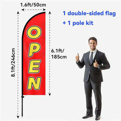 1PC Double-Sided OPEN Feather Flag - Image 4