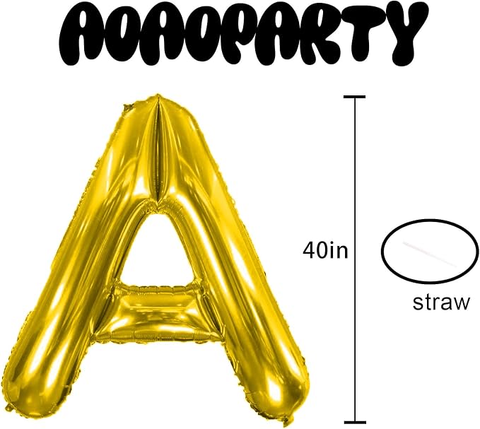 Letter Balloons Gold 40 Inch A Large Giant Big Foil Mylar Balloon | - Image 3