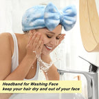 Shintop Sweet Super Soft Caroset Polka Dots Wash Cosmetic Headband Hairlace (Light Blue Polka dots)