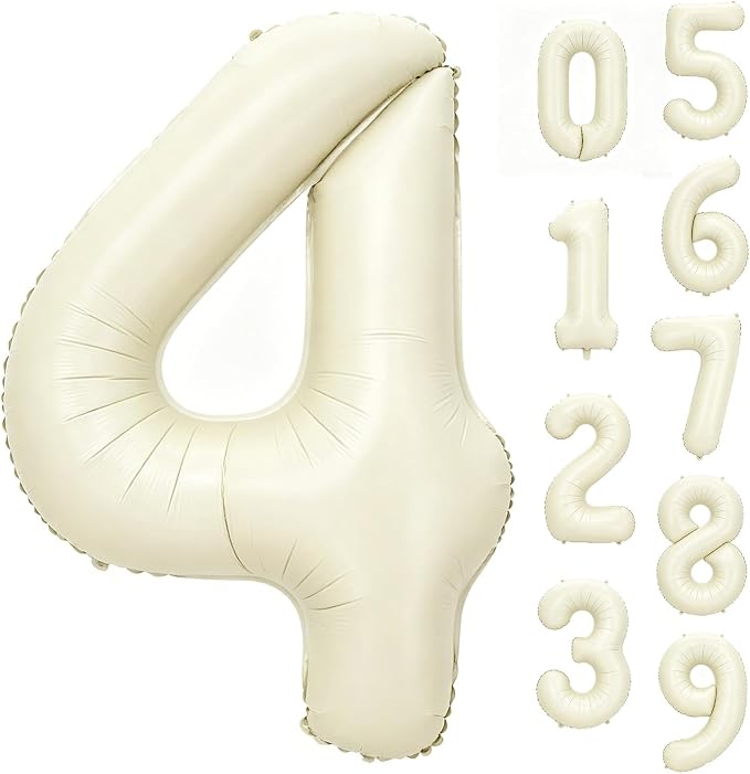 40 Inch Beige Number 4 Foil Balloon by Unknown