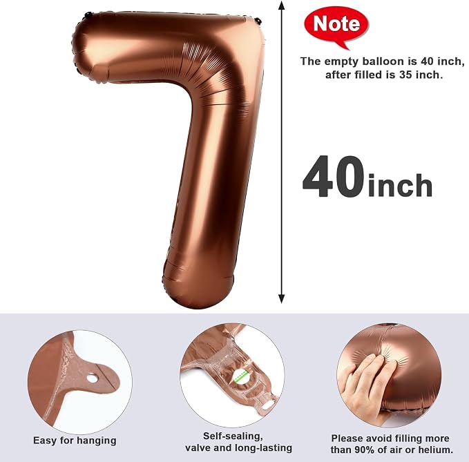 Number Balloons 40 Inch Coffee 7 Balloon - Image 5