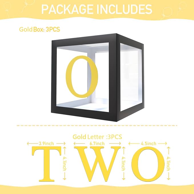 Two Balloon Boxes for Party Decorations 3 Pcs Second Birthday Balloon - Image 4