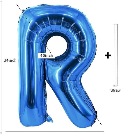 Letter Balloons 40 Inch Blue Giant Alphabet Balloons Letter R | Foil Mylar Big - Image 2