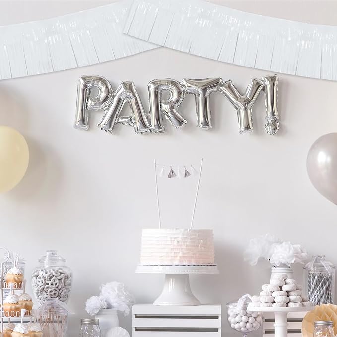 BEISHIDA White Fringe Garland Banner 3Pack 30ft Wall Tinsel Foil Streamers | - Image 4