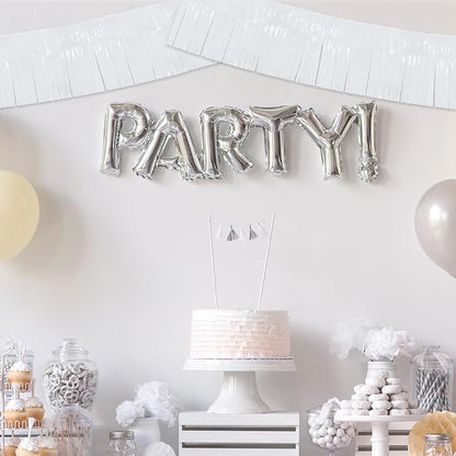 BEISHIDA White Fringe Garland Banner 3Pack 30ft Wall Tinsel Foil Streamers | - Image 4