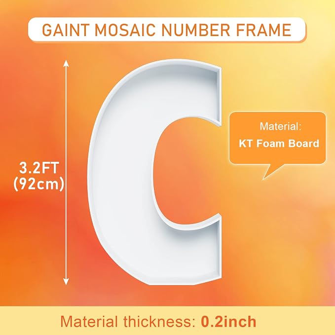 Marquee Letters 3FT Tall Mosaic Balloon Frame Pre-Cut Foam Board Letter C | - Image 2