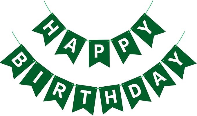 Hooqict Happy Birthday Banner Dark Green Birthday Party Decorations Green Party by Hooqict