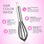 Hair Color Whisk Set - 3 Silicone Mixers with Stainless Steel Handles - Hair Dye Whisks for Blending Color in Salon or Home Use - Professional Hair Color Mixing Tools