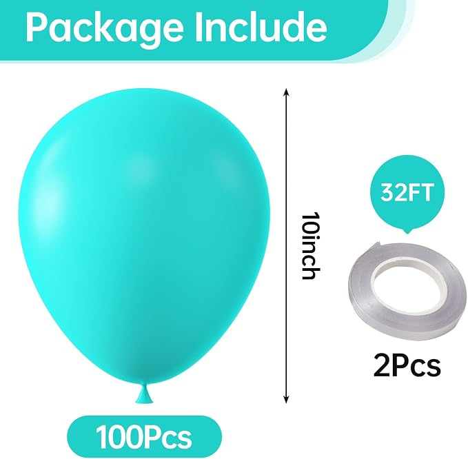 10 Inch Teal Blue Balloons - Image 2
