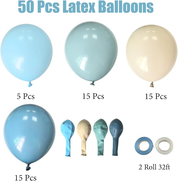 Dusty Blue Sand White Balloons - Image 7