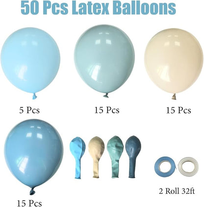 Dusty Blue Sand White Balloons - Image 7