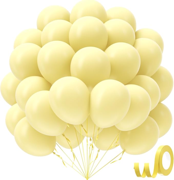 Pastel Yellow balloons 12 inch, Light Yellow Latex Balloons 50pcs Party Balloon by Awenztech