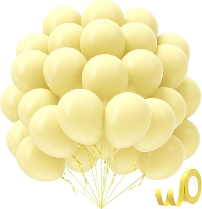 Pastel Yellow balloons 12 inch, Light Yellow Latex Balloons 50pcs Party Balloon by Awenztech