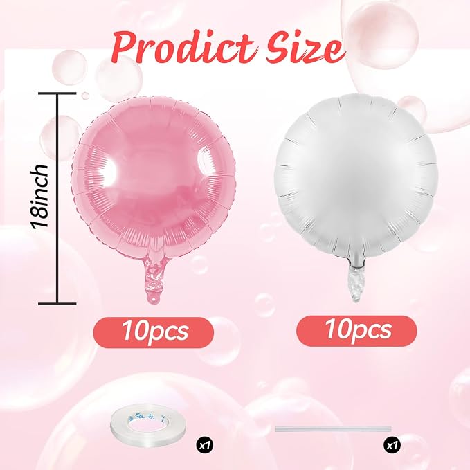 20PCS 18 Inch Round Foil Balloon, Round Aluminum Foil Helium Balloons - Image 2