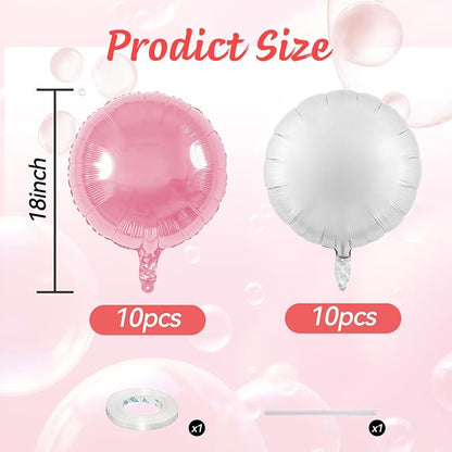 20PCS 18 Inch Round Foil Balloon, Round Aluminum Foil Helium Balloons - Image 2