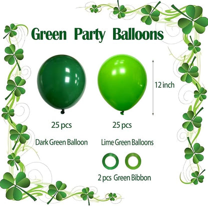 Green Balloons, 12 Inch 50pcs Dark Green Lime Green Latex Balloons Green Party - Image 7