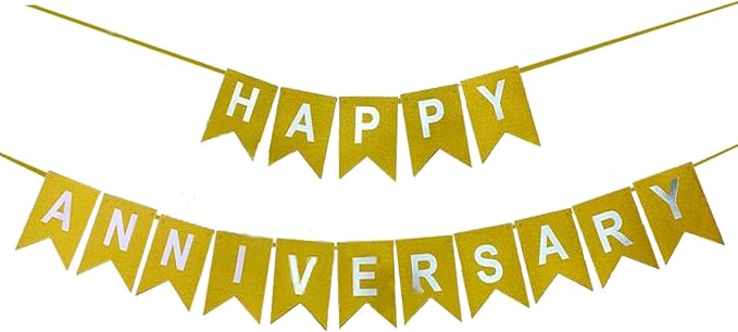 Happy Anniversary Banner Gold Glitter Banner by OSAMUHA