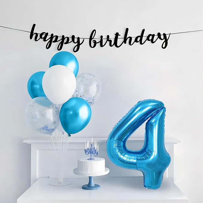 40 Inch Blue Number Balloons, Helium Mylar Foil Number Balloons - Image 5