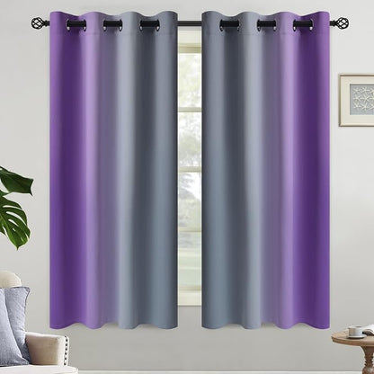 Yakamok Ombre Purple and Grey Curtains - Image 2