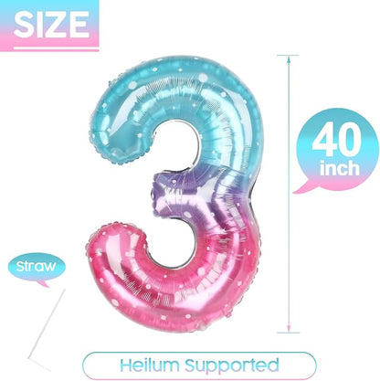 3 Balloon - Starry Sky Birthday Number Balloons, 40 Inch Party Decorations | - Image 5