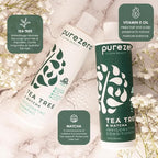 Purezero Tea Tree & Matcha Shampoo and Conditioner Set - Nourishing & Invigorating Scalp Treatment - Zero Sulfates, Parabens, Dyes Vegan and Cruely Free (12 Fl Oz (Pack of 2))