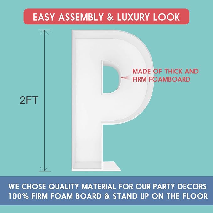 2FT Letter P Mosaic Balloon Frame Letter DIY Fillable Letters Kit - Image 2