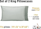 Sunflower King Pillowcases Set of 2, 100% Cotton King Pillow Cases 2, 20×40 inches Storm Grey, Soft and Breathable